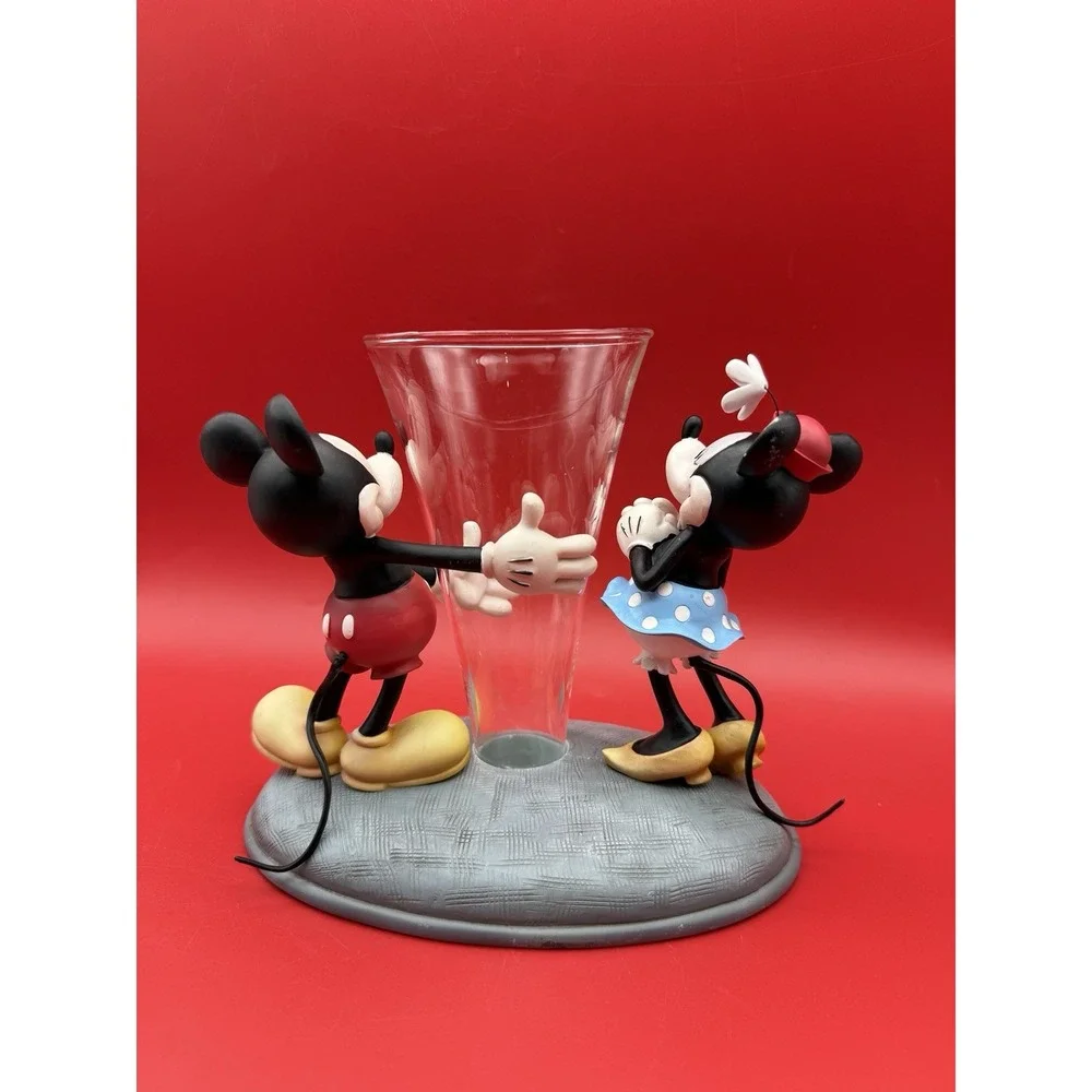 RARE Hallmark Flower Vase Disney Mickey & Minnie Mouse Limited Edition Figurine